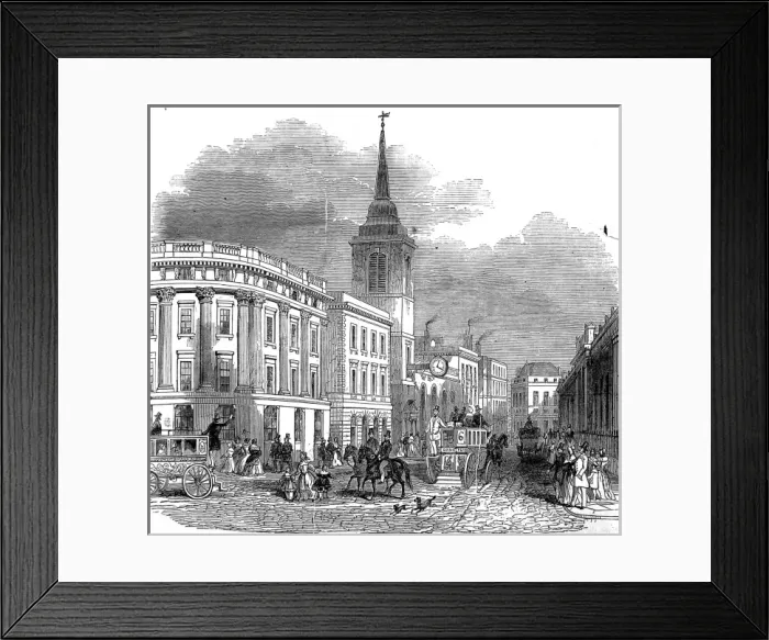 Framed Print : Lothbury Street, London, 1845 Framed Print : Lothbury Street, London, 1845