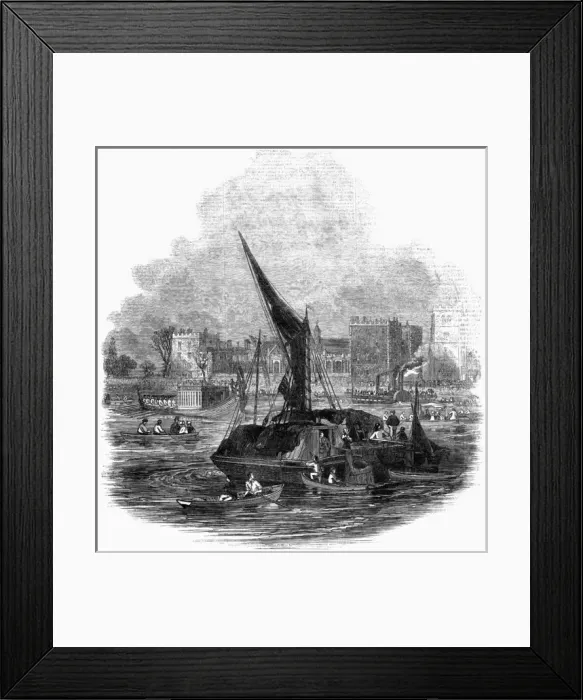 Framed Print : Barges on the River Thames, 1845