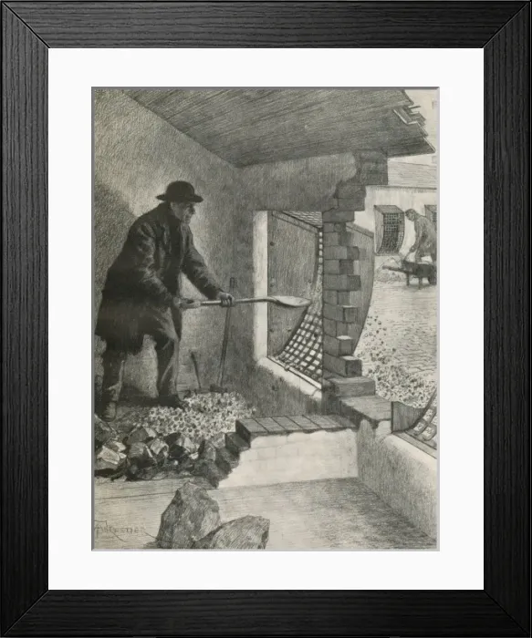 Framed Print : A casual worker shovelling stones from his cell Framed Print : A casual worker shovelling stones from his cell