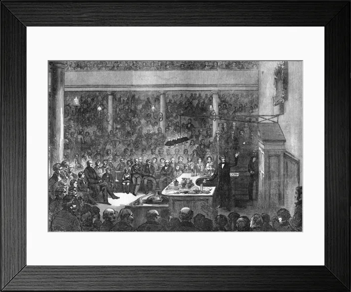 Framed Print : Michael Faraday Lecturing at the Royal Institution, London Framed Print : Michael Faraday Lecturing at the Royal Institution, London