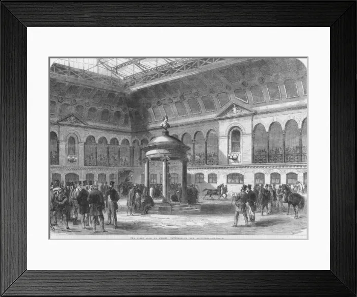 Framed Print : The First Auction at Tattersalls New Buildings, 1865 Framed Print : The First Auction at Tattersalls New Buildings, 1865