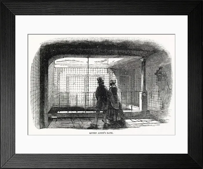 Framed Print : Interior of Queen Anne's Bath, a natural springs between Holborn and Long Acre, London, 1845. Being a source of fresh water it was known for its medicinal properties from at least the time of King William III