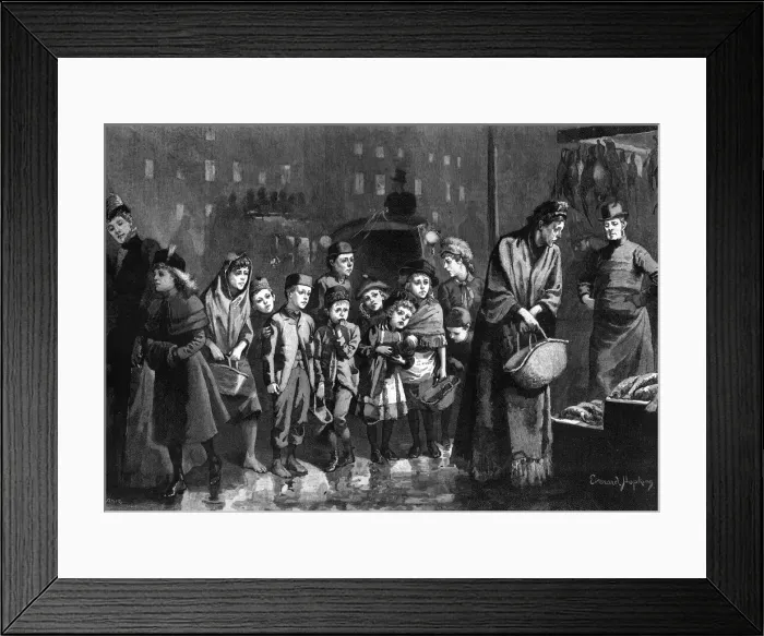 Framed Print : Whats left?, woman and children waiting for leftovers Framed Print : Whats left?, woman and children waiting for leftovers