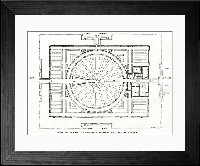 Framed Print : Plan of the Reading Room, British Museum 1857 Framed Print : Plan of the Reading Room, British Museum 1857