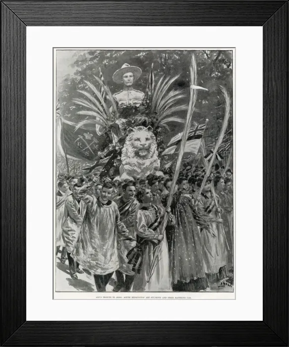 Framed Print : South Kensington Arts Students marching through London, with a bust of Major-General Framed Print : South Kensington Arts Students marching through London, with a bust of Major-General