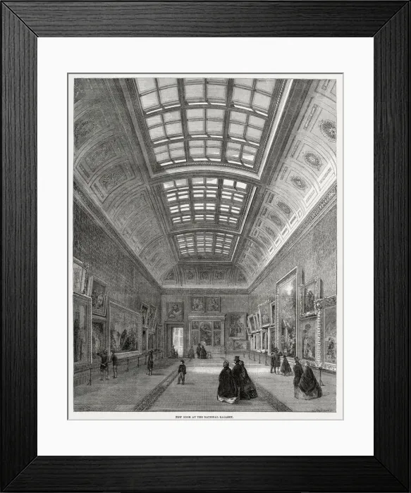 Framed Print : Newly opened room at the National Gallery, London. Date: 1861