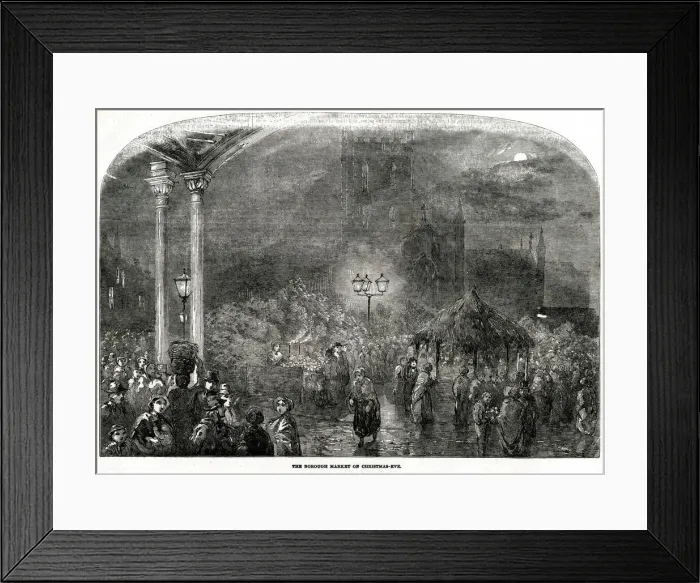 Framed Print : Borough Market, London, Christmas Eve 1853
