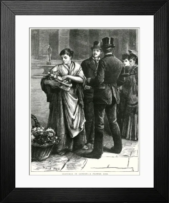 Framed Print : Flower girl in London, 1872