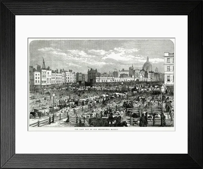 Framed Print : The Last Day of the Old Smithfield Market, London 1855 Framed Print : The Last Day of the Old Smithfield Market, London 1855