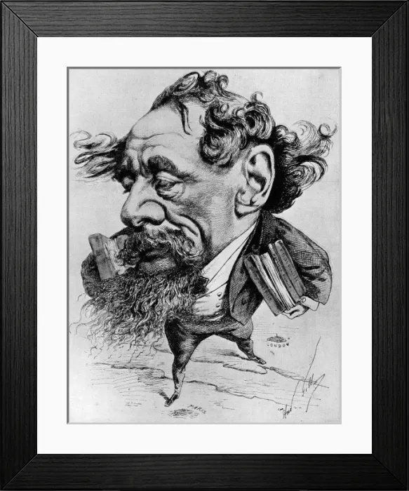 Framed Print : Charles Dickens, by Andre Gill, 1868