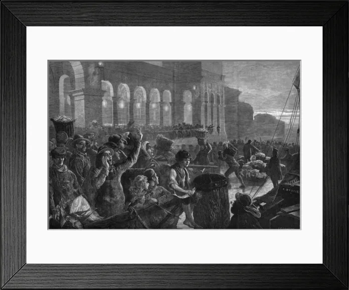 Framed Print : Landing Fish at Billingsgate Market, London, 1881 Framed Print : Landing Fish at Billingsgate Market, London, 1881