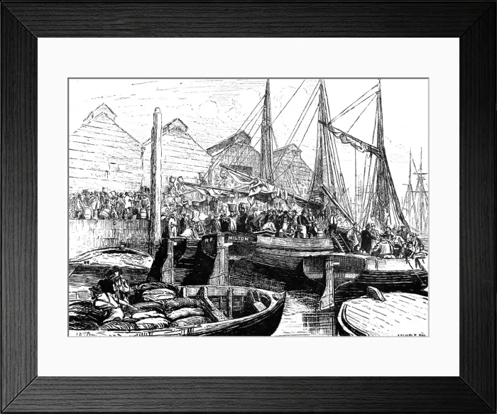 Framed Print : Oyster Boats at Billingsgate Market, London, 1877 Framed Print : Oyster Boats at Billingsgate Market, London, 1877