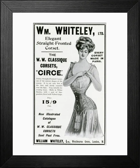 Framed Print : Advert for William Whiteley, womens underwear 1906