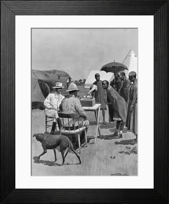 Framed Print : Listening to a Phonograph, South Africa, c. 1902 Framed Print : Listening to a Phonograph, South Africa, c. 1902