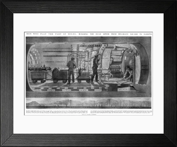 Framed Print : Sewer Construction under London, 1910 Framed Print : Sewer Construction under London, 1910