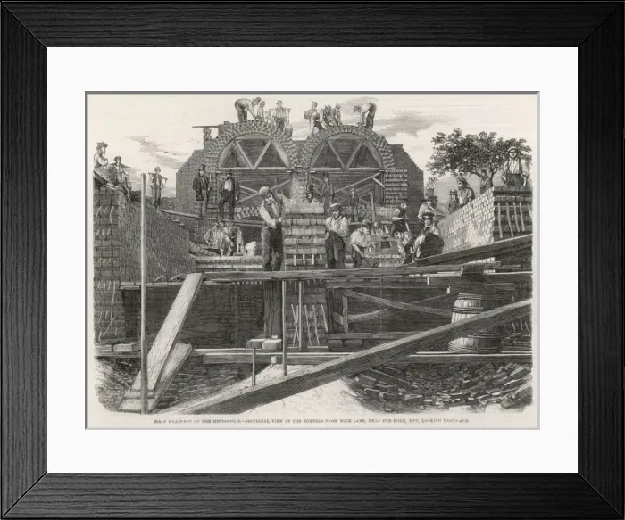Framed Print : Construction of Drainage Tunnels at Wick Lane, London, 1859 Framed Print : Construction of Drainage Tunnels at Wick Lane, London, 1859