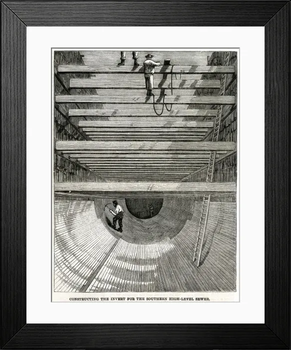 Framed Print : Construction of the Southern High Level Sewer, London 1861 Framed Print : Construction of the Southern High Level Sewer, London 1861