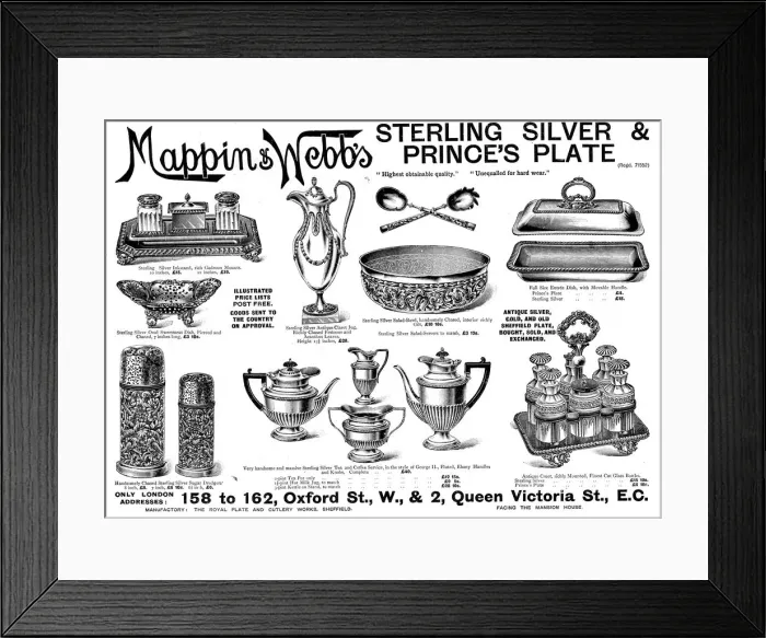 Framed Print : Mappin & Webb Advertisement, 1895 Framed Print : Mappin & Webb Advertisement, 1895