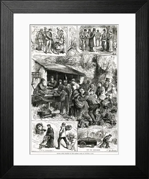 Framed Print : Distribution of Plants to Poor Londoners, Victoria Park Framed Print : Distribution of Plants to Poor Londoners, Victoria Park
