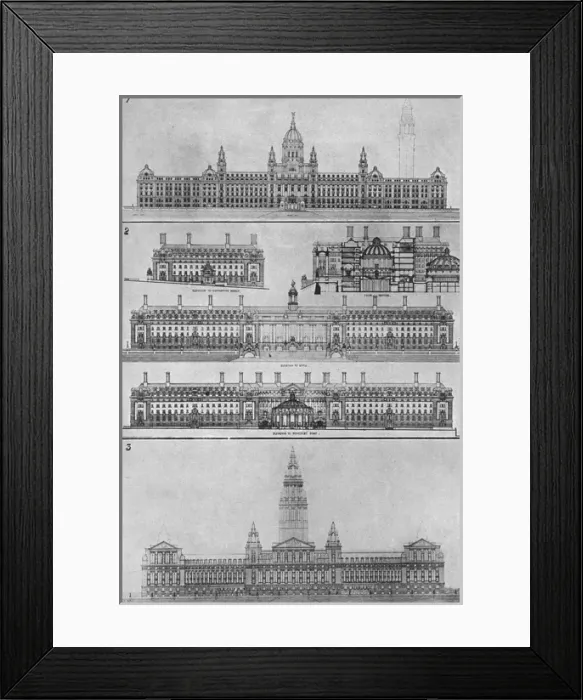 Framed Print : Designs for London County Council Hall, 1908 Framed Print : Designs for London County Council Hall, 1908