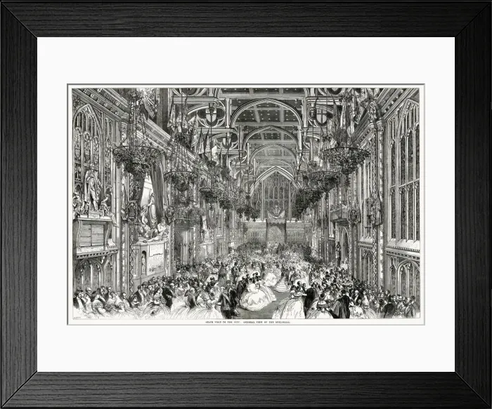 Framed Print : Interior of the Guildhall, City of London, during a state visit by Queen Victoria Framed Print : Interior of the Guildhall, City of London, during a state visit by Queen Victoria