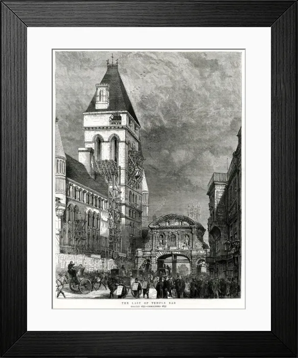 Framed Print : Temple Bar and the Royal Courts of Justice, London 1877 Framed Print : Temple Bar and the Royal Courts of Justice, London 1877