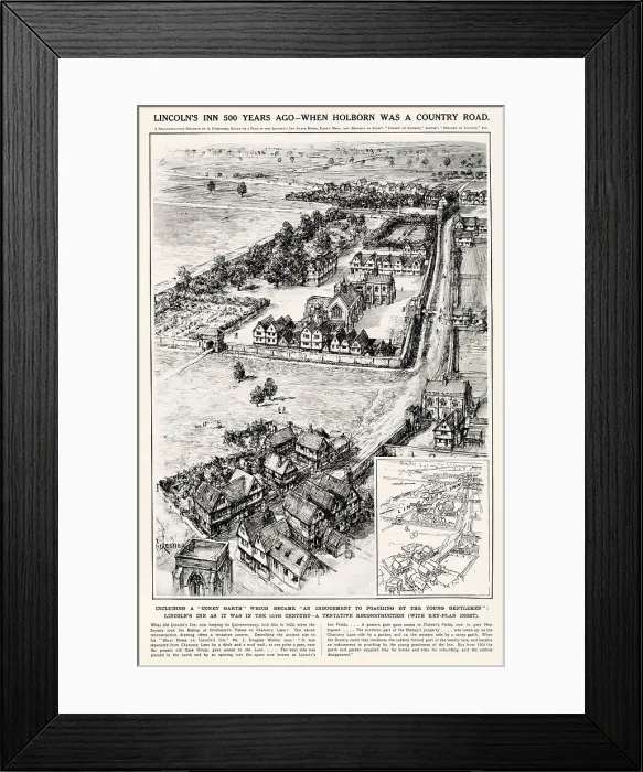 Framed Print : Artist's impression of what Lincoln's Inn in Holborn, London. Date: circa 1422 Framed Print : Artist's impression of what Lincoln's Inn in Holborn, London. Date: circa 1422