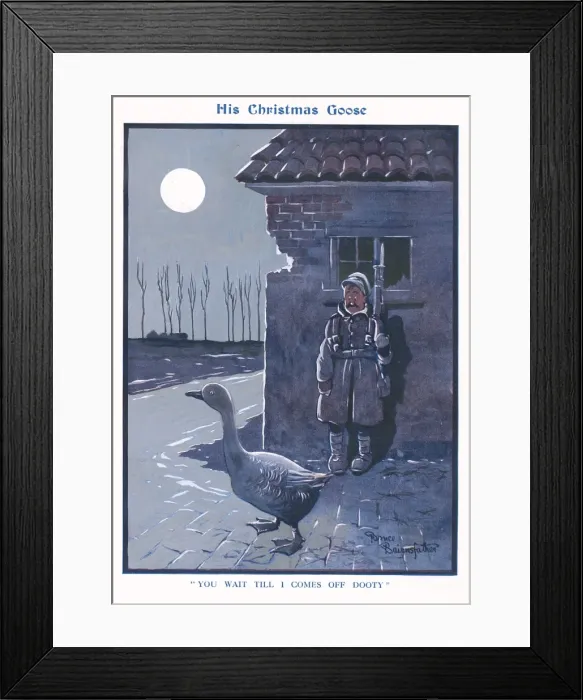 Framed Print : His Christmas Goose by Bruce Bairnsfather Framed Print : His Christmas Goose by Bruce Bairnsfather