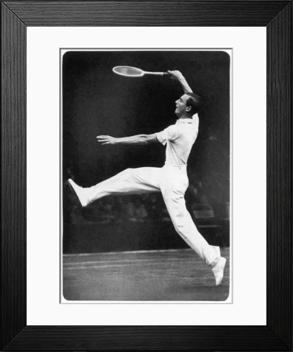 Framed Print : Fred Perry returning a serve Framed Print : Fred Perry returning a serve