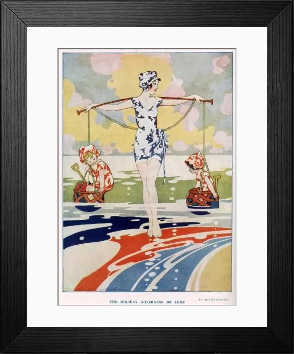 Framed Print : The Holiday Governess de Luxe. by Charles Robinson Framed Print : The Holiday Governess de Luxe. by Charles Robinson