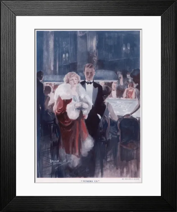 Framed Print : Numero Un. Glamorous couple stood in front of the gaming tables at a casino Framed Print : Numero Un. Glamorous couple stood in front of the gaming tables at a casino