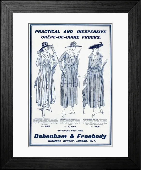 Framed Print : Advert for Debenham & Freebody frocks 1917 Framed Print : Advert for Debenham & Freebody frocks 1917