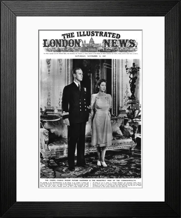 Framed Print : Princess Elizabeth and Lieutenant Philip Mountbatten