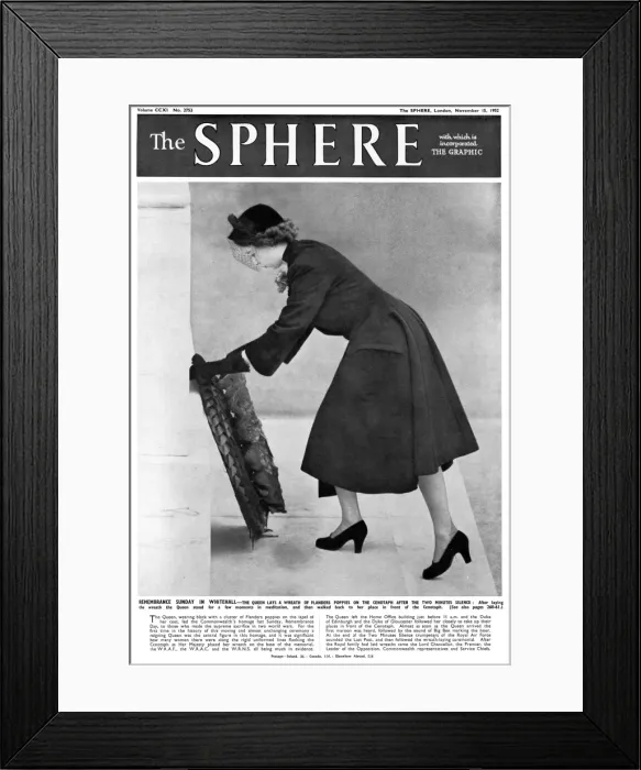 Framed Print : Sphere front cover: Queen on Remembrance Sunday 1952 Framed Print : Sphere front cover: Queen on Remembrance Sunday 1952