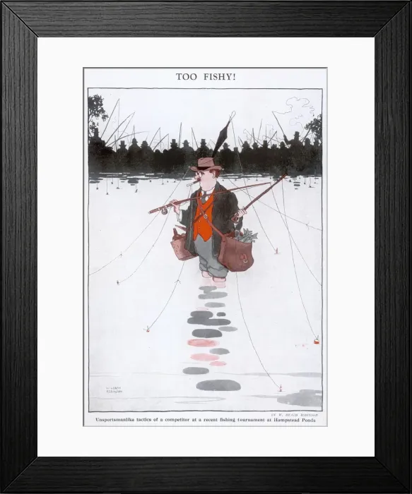 Framed Print : Too Fishy. Unsportsmanlike tactics of a competitor at a recent fishing Framed Print : Too Fishy. Unsportsmanlike tactics of a competitor at a recent fishing