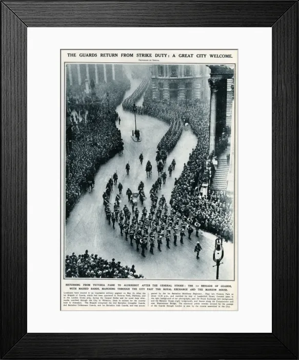 Framed Print : The General Strike - Guards return from duty 1926 Framed Print : The General Strike - Guards return from duty 1926