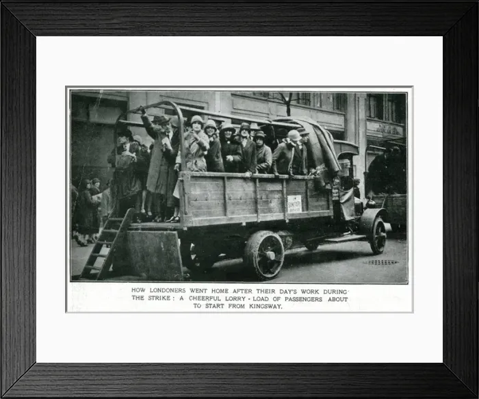 Framed Print : The General Strike - lorry transporting passengers Framed Print : The General Strike - lorry transporting passengers