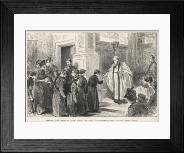 Framed Print : Curious Easter Custom at a City Church Framed Print : Curious Easter Custom at a City Church