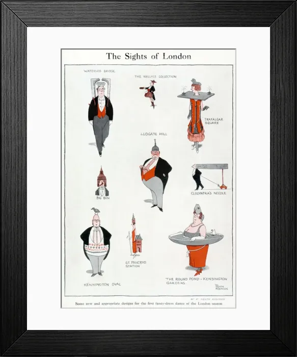 Framed Print : The Sites of London, by William Heath Robinson Framed Print : The Sites of London, by William Heath Robinson