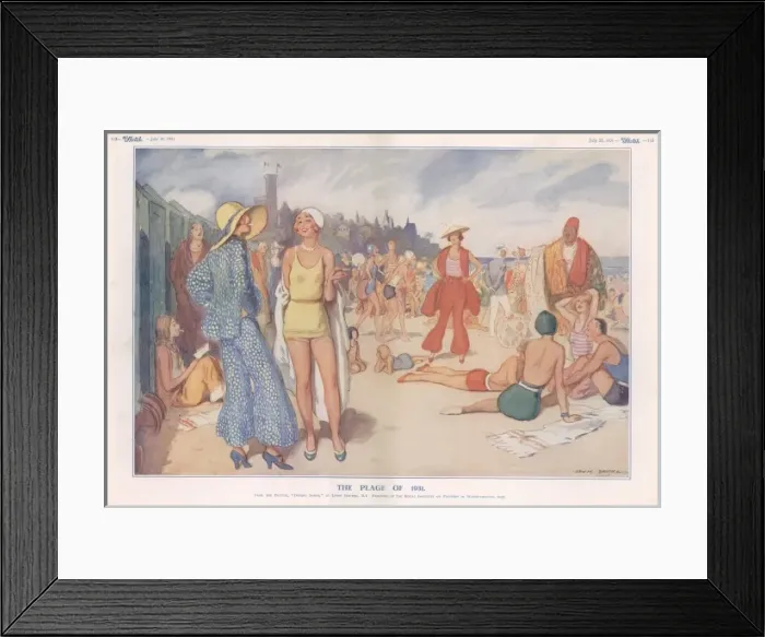 Framed Print : The Plage of 1931 by Lewis Baumer Framed Print : The Plage of 1931 by Lewis Baumer