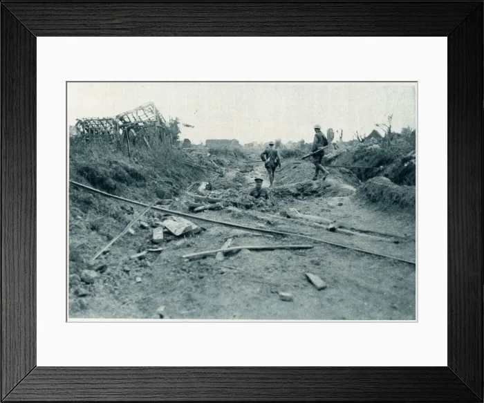 Framed Print : Damage caused by British mines and guns on the Western Front Framed Print : Damage caused by British mines and guns on the Western Front