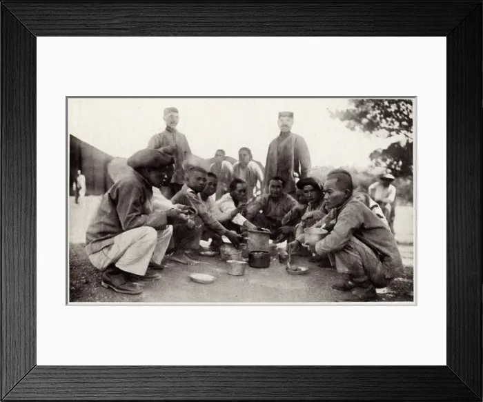 Framed Print : French colonial soldiers preparing a meal 1916 Framed Print : French colonial soldiers preparing a meal 1916