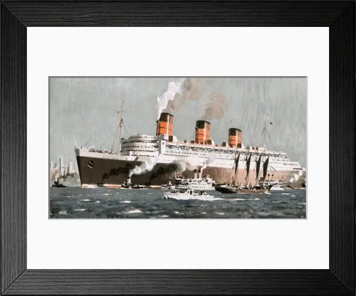 Framed Print : An illustration of the Queen Mary ocean liner Framed Print : An illustration of the Queen Mary ocean liner