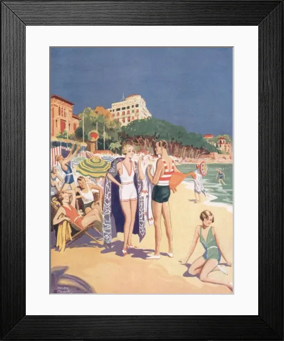 Framed Print : The beach at Juan-Les-Pins by Helen McKie Framed Print : The beach at Juan-Les-Pins by Helen McKie
