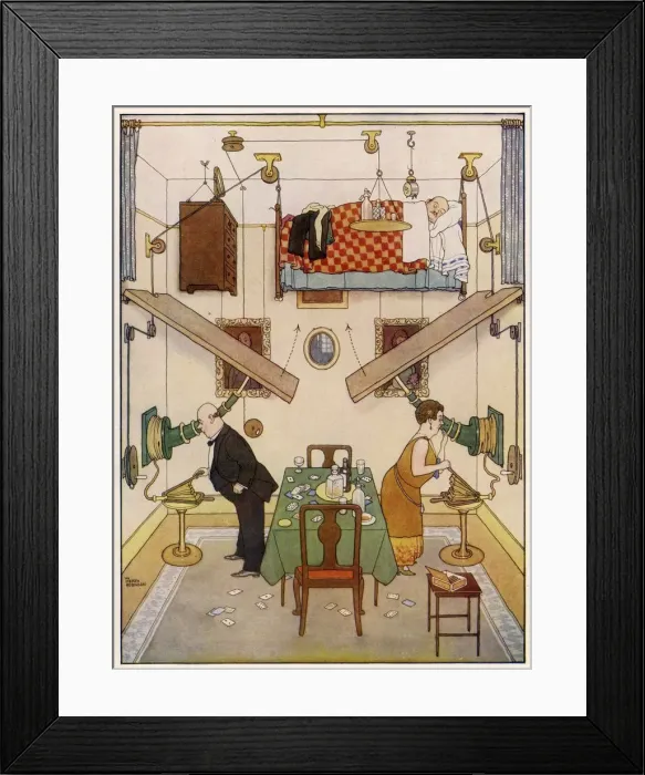 Framed Print : An Ideal Home No. V. The Spare Room by William Heath Robinson Framed Print : An Ideal Home No. V. The Spare Room by William Heath Robinson