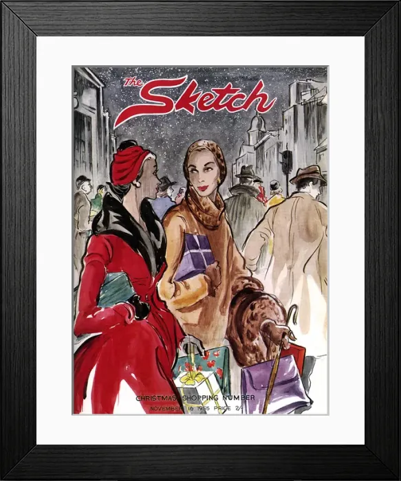 Framed Print : The Sketch Front Cover, Christmas Shopping Number, 1955