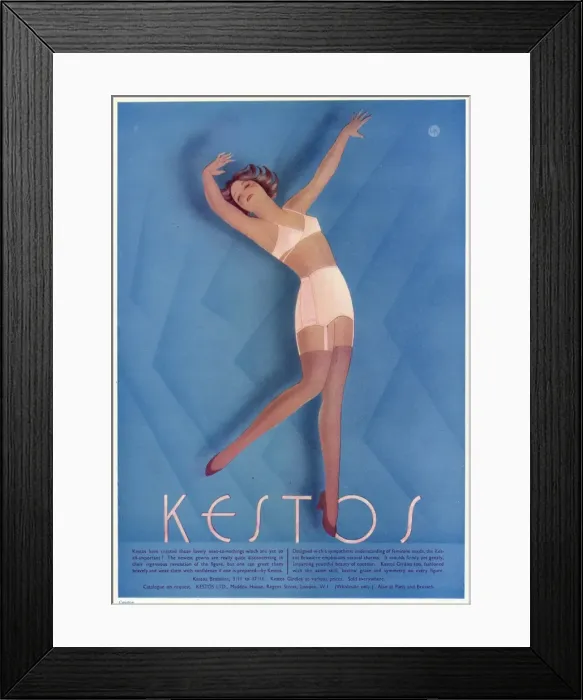 Framed Print : Advert for Kestos lingerie 1933