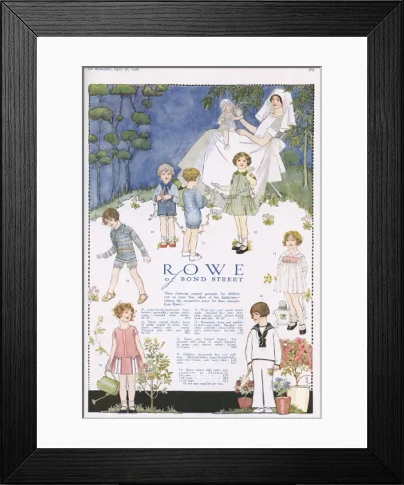 Framed Print : Rowe childrens fashion advertisement