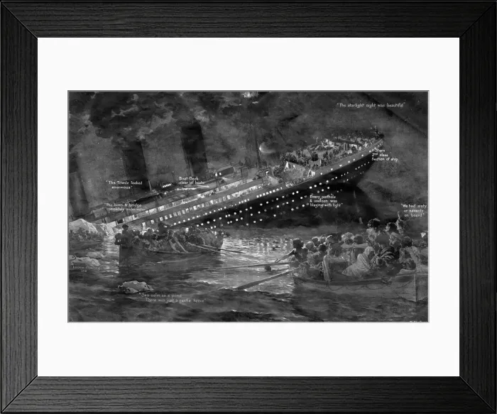 Framed Print : The sinking of the Titanic by Fortunio Matania