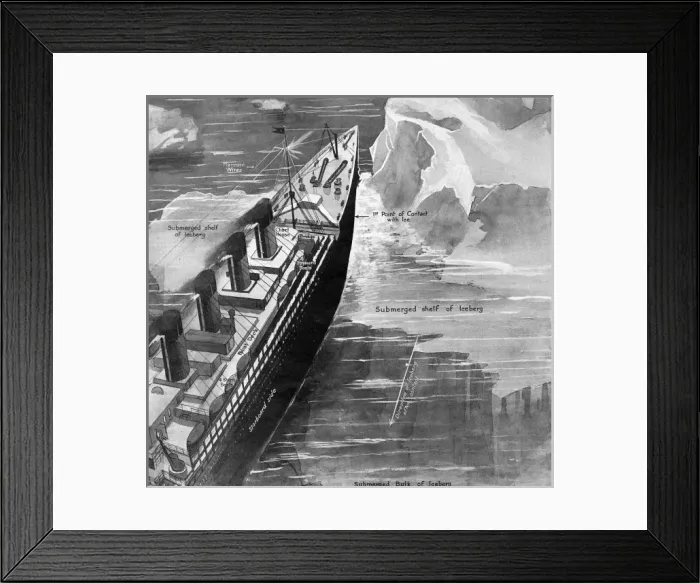 Framed Print : The Titanics first contact with the iceberg Framed Print : The Titanics first contact with the iceberg